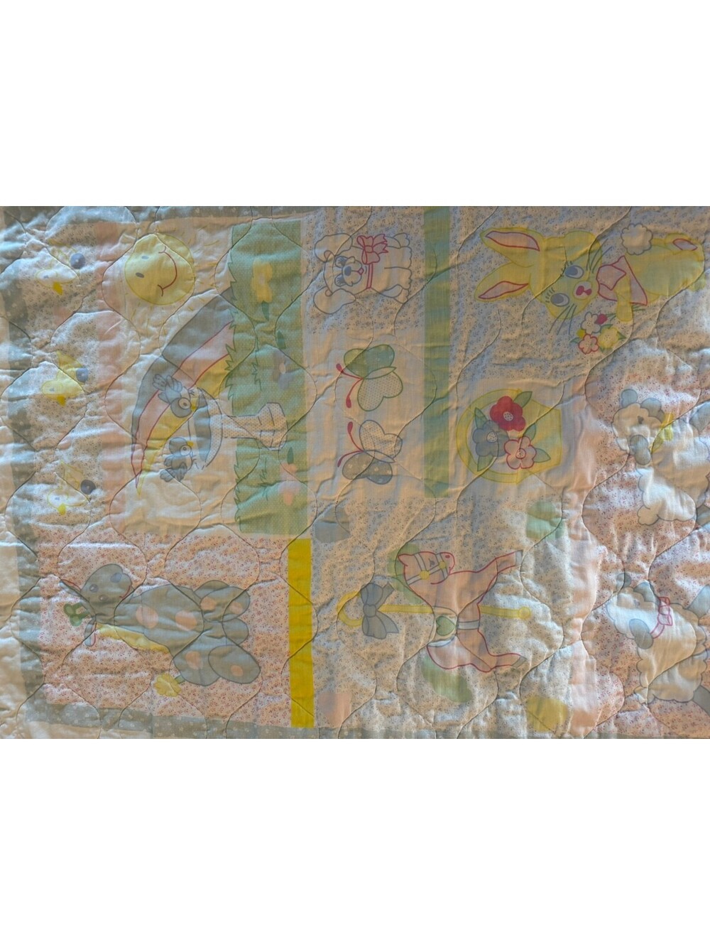 Vintage Baby Quilt with Animal and Floral Print